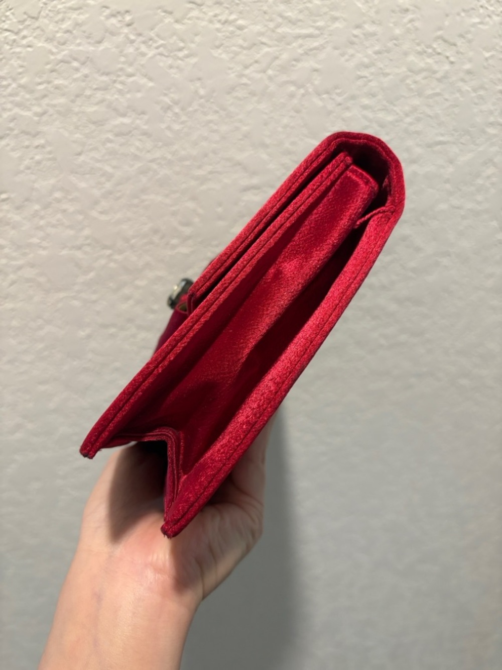 Yves Saint Laurent Red Satin
Bow Clutch with Crystal Accent - Picture 7 of 15